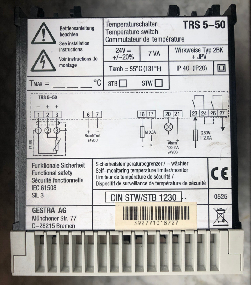 GESTRA TRS 5-50 Temperaturschalter Sicherheitstemperaturbegrenzer