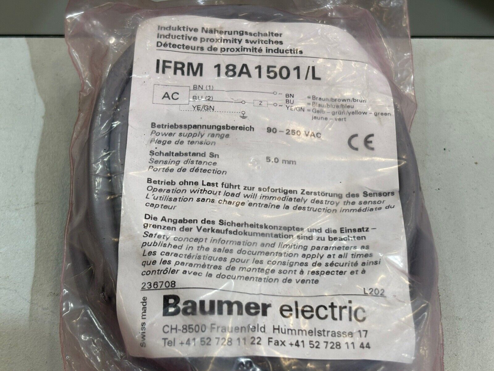 BAUMER IFRM 18A1501/L Induktive Näherungsschalter