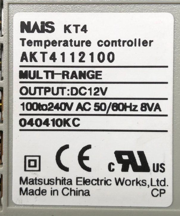 Matsushita NAIS KT4 Temperature Controller AK112100 Temperaturregler
