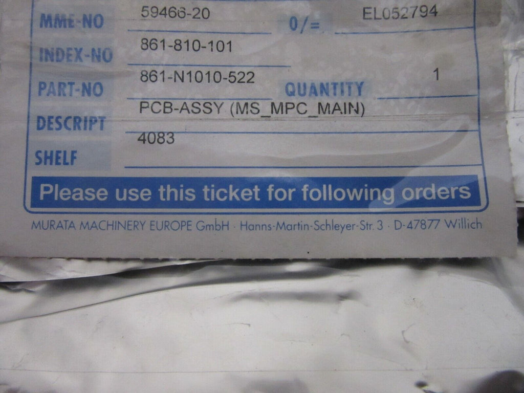 MURATA PCB-ASSY(MS_MPC_MAIN)  861-N1010-522 Main Board Id.No: 861-810-101
