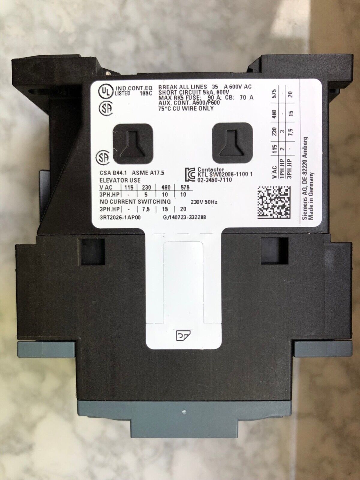 Siemens 3RT2026-1AP00 Schütz 11kW 1S/1Ö 3polig AC230V -neu, unused, OVP-