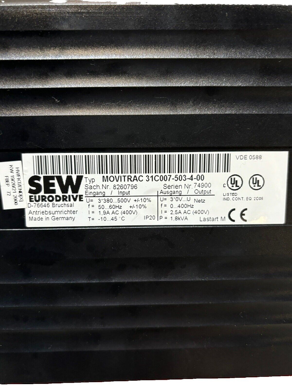 SEW Eurodrive Umrichter Movitrac 31C007-503-4-00 8260796 Inverter