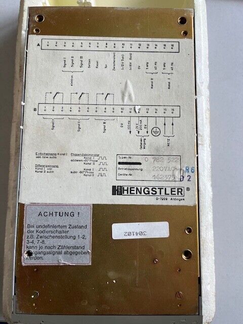 Hengstler 0782522  VORWAHLZÄHLER GERÄTE NR. 162375-unused-