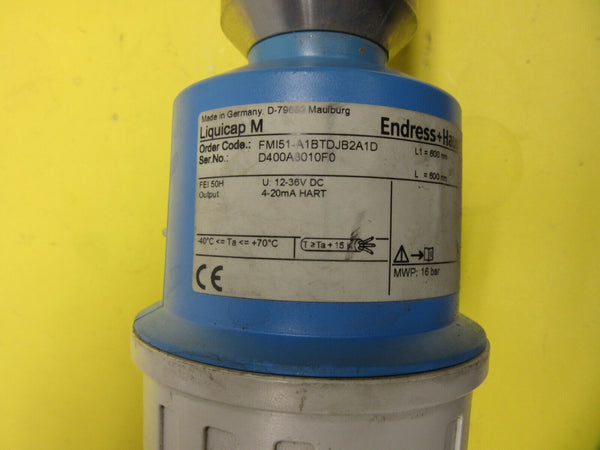 Endress Hauser Liquicab M FMI51-A1BTDJB2A1D Level Sensor, L=600 mm