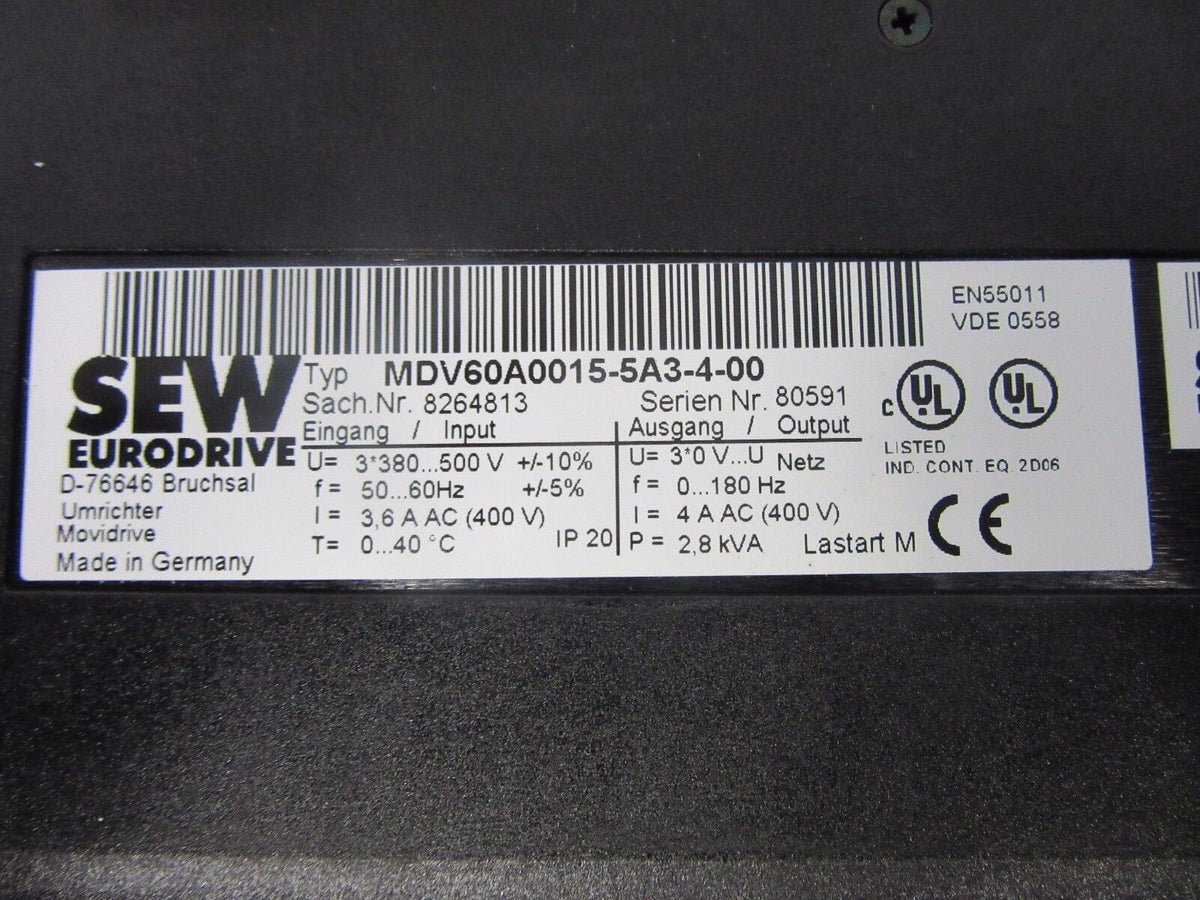 SEW Eurodrive Movidrive MDV60A0015-5A3-4-00 MDX60A0015-5A3-4-00 BW 100-005 