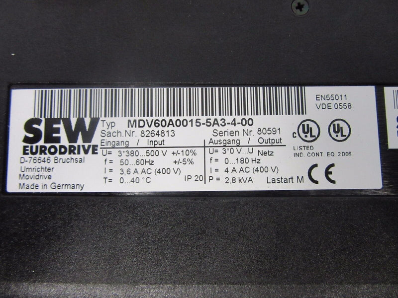 SEW Eurodrive Movidrive MDV60A0015-5A3-4-00 MDX60A0015-5A3-4-00 BW 100-005 