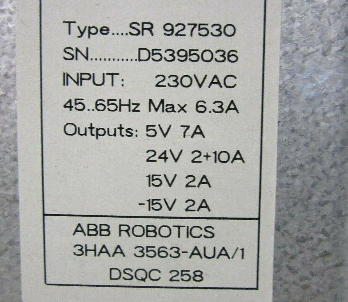 ABB Robotics SR 927530 3HAA 3563-AUA/1 DSQC 258 Finlandia Interface