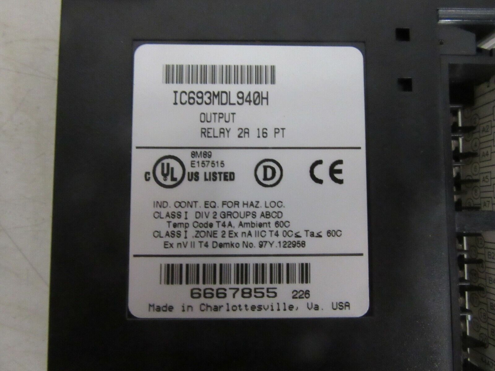 GE FANUC IC693MDL940H Output Relay 