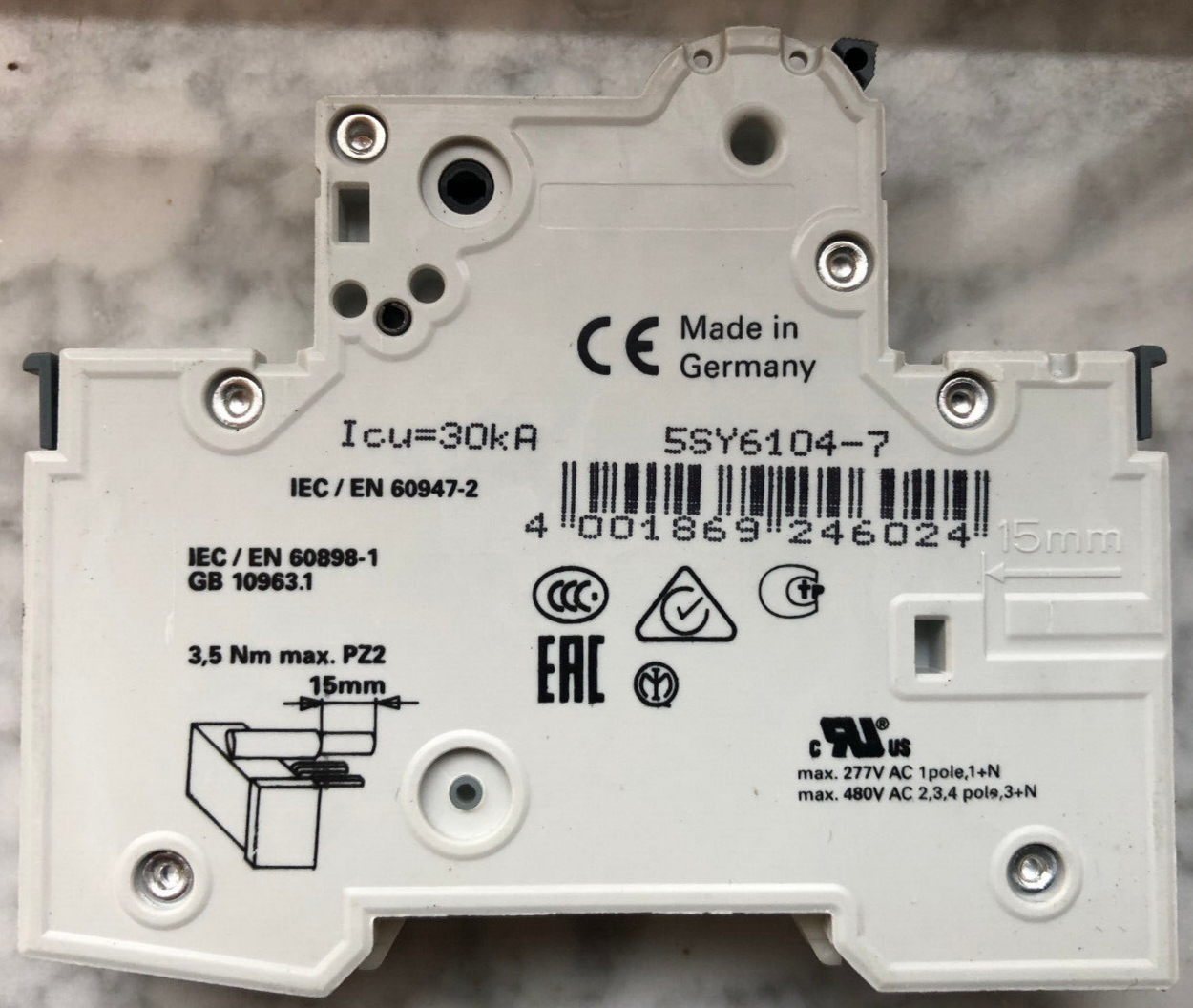 SIEMENS 5SY61 MCBC4  LEITUNGSSCHUTZSCHALTER -3pieces-