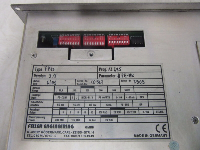 Feller Engineering FP13 Temperaturregler Prog. AZ 695