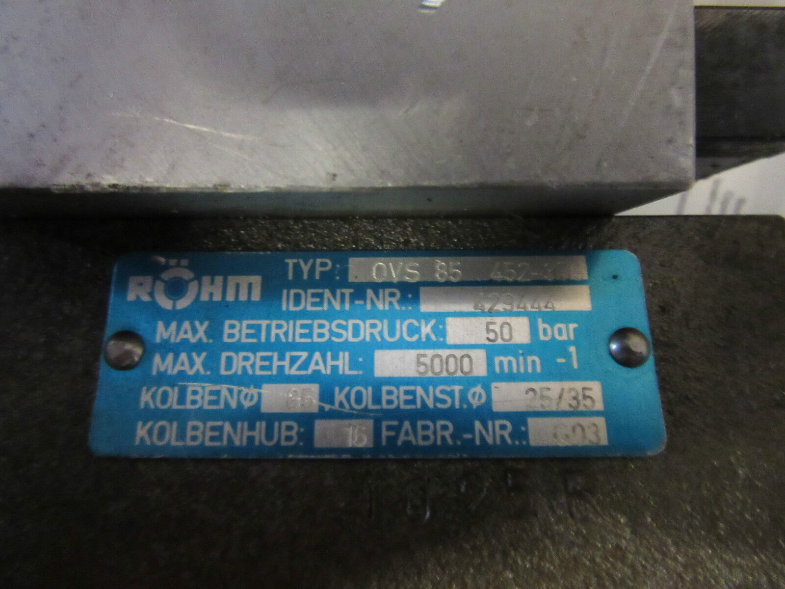 RÖHM Vollspannzylinder OVS 85 452-359