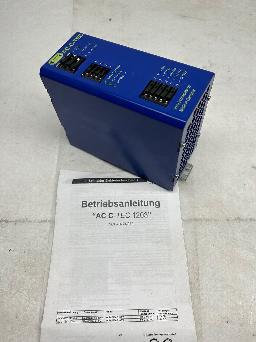 J. Schneider Elektrotechnik Netzteil AC C-TEC 1203-06 NPCA0724G10001-090821
