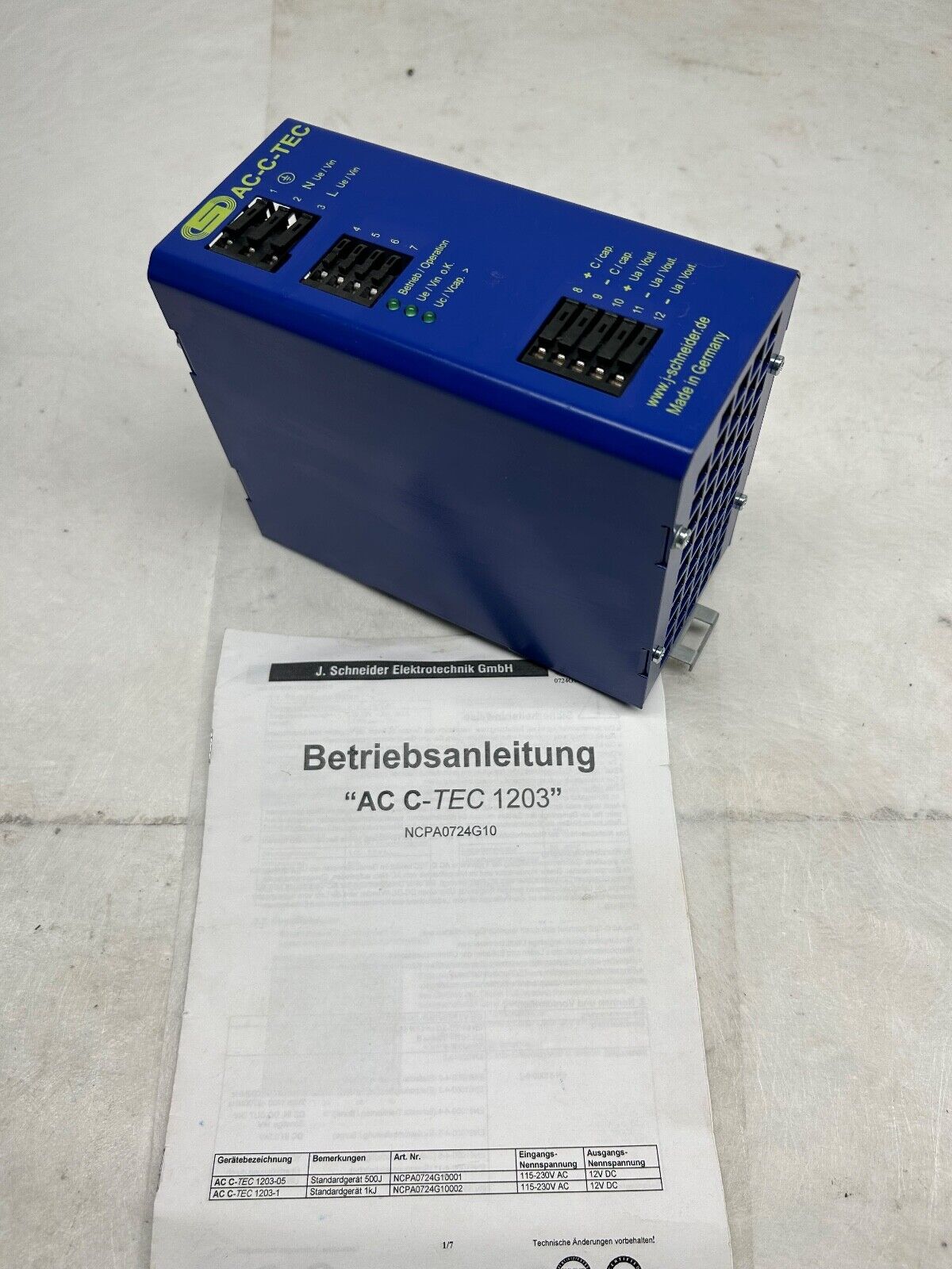 J. Schneider Elektrotechnik Netzteil AC C-TEC 1203-06 NPCA0724G10001-090821