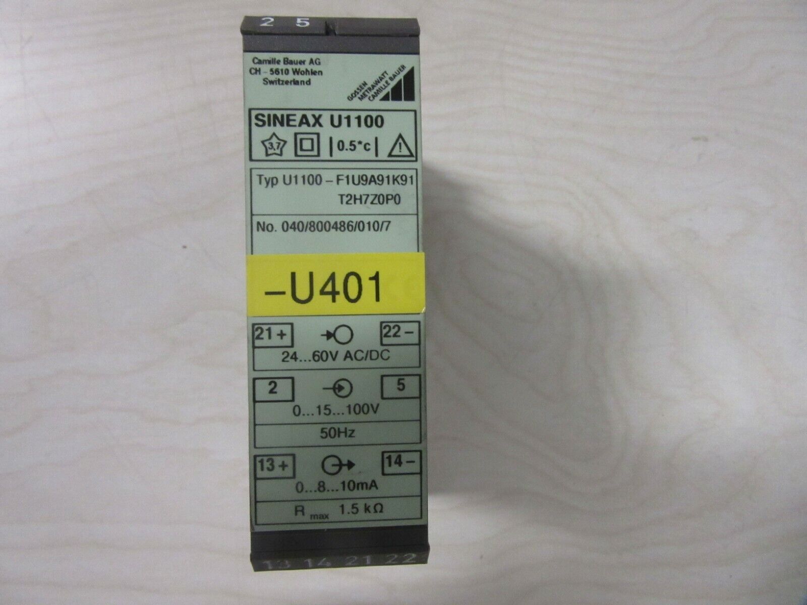Camille Bauer SINEAX U1100 Typ U1100-F1U9A91K91T2H7Z0P0