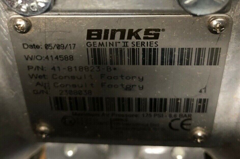 BINKS  41-818823-B Double Diaphragm Pump Gemini II Series