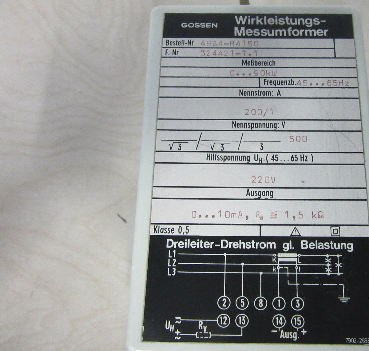 Gossen Wirkleistungs-Messumformer F.-Nr 324421-1.1