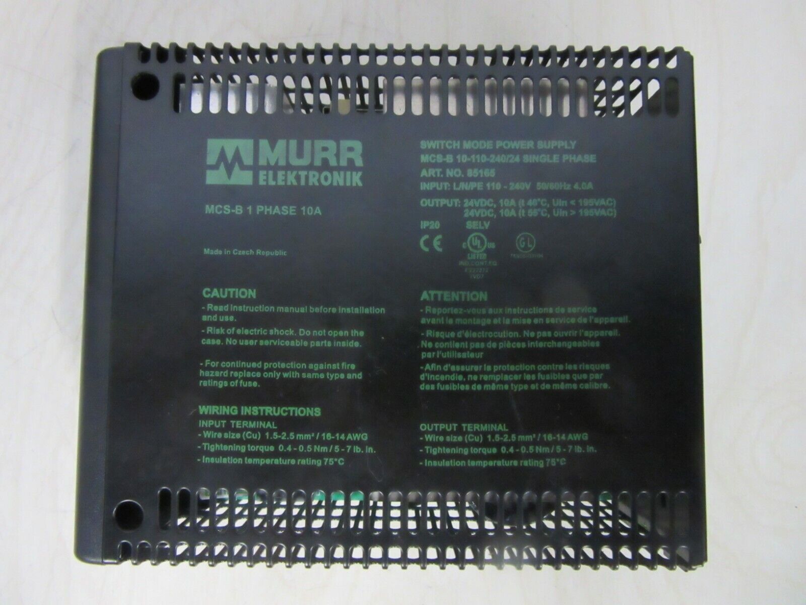 MURR Elektronik  MCS-B 10-110-240/24 Single Phase Switch Mode Power Supply 
