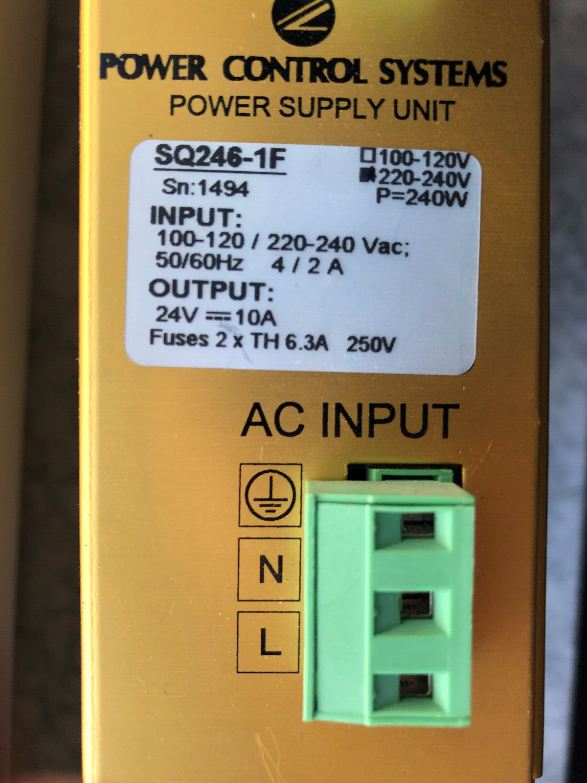 Power Control Systems Power Supply Unit SQ246-1F 220-240V DC24V/10A