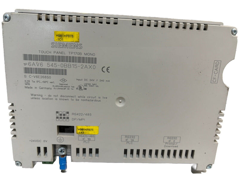 SIEMENS 6AV6 545-0BB15-2AX0 Touch Panel