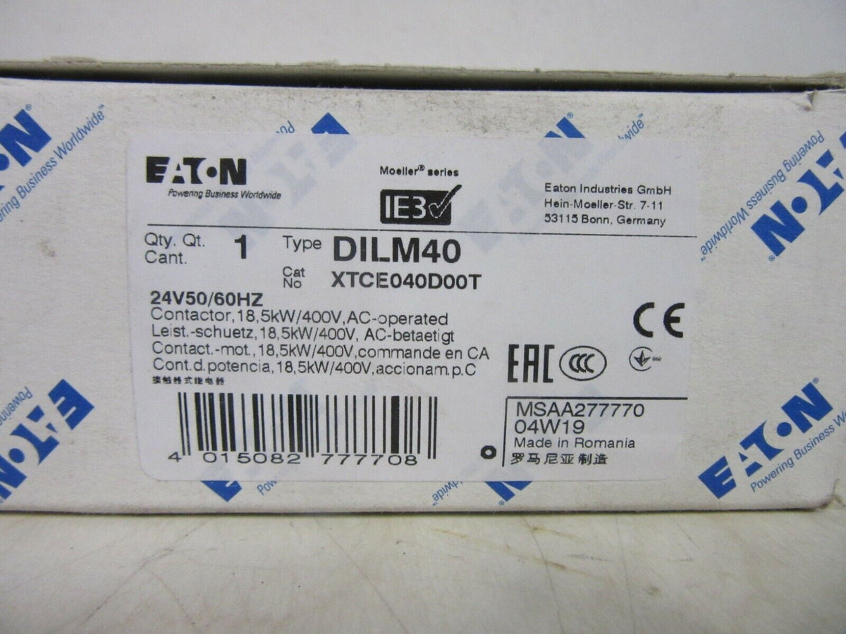 Eaton DILM40 Leistungsschütz  18,5 kW/400+ Eaton  Hilfsschalter DILM150-XHI11