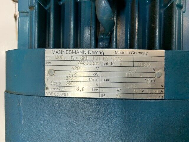 Mannesmann Demag Getriebemotor Typ: GKH 100 D2 1014 2,3 kW 3230 1/min