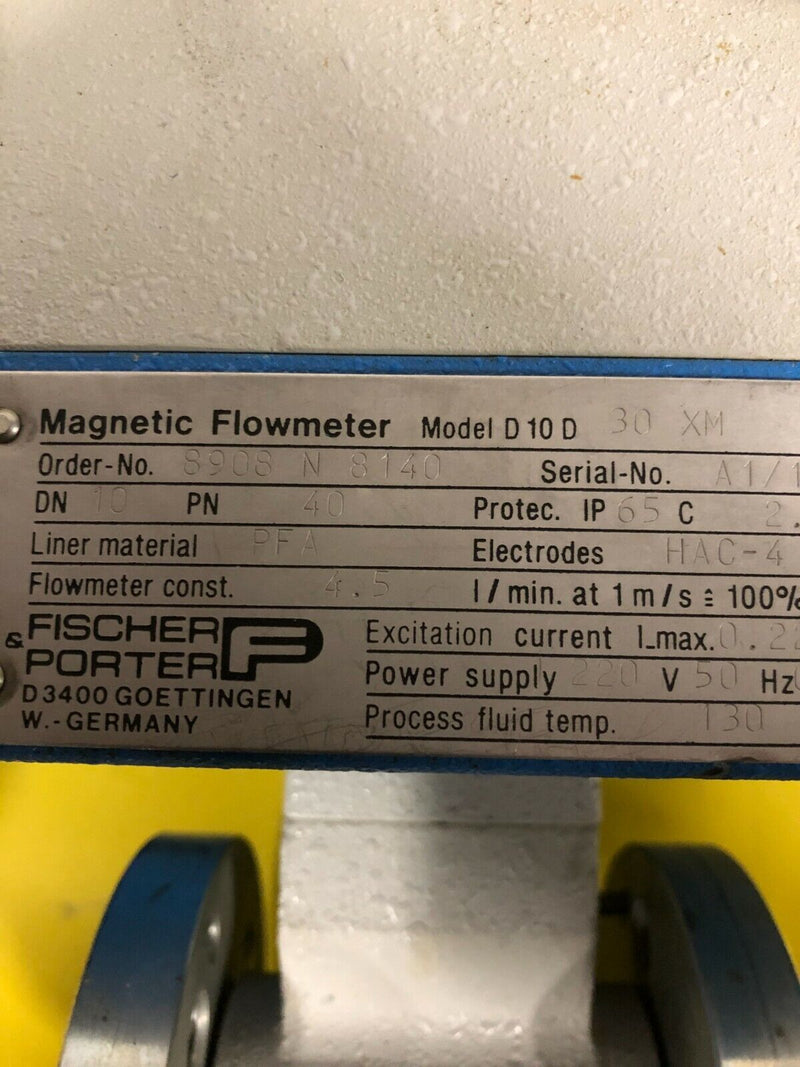 Fischer Porter Magnetic Flowmeter D 10 D 30 XM 8908 N 8140