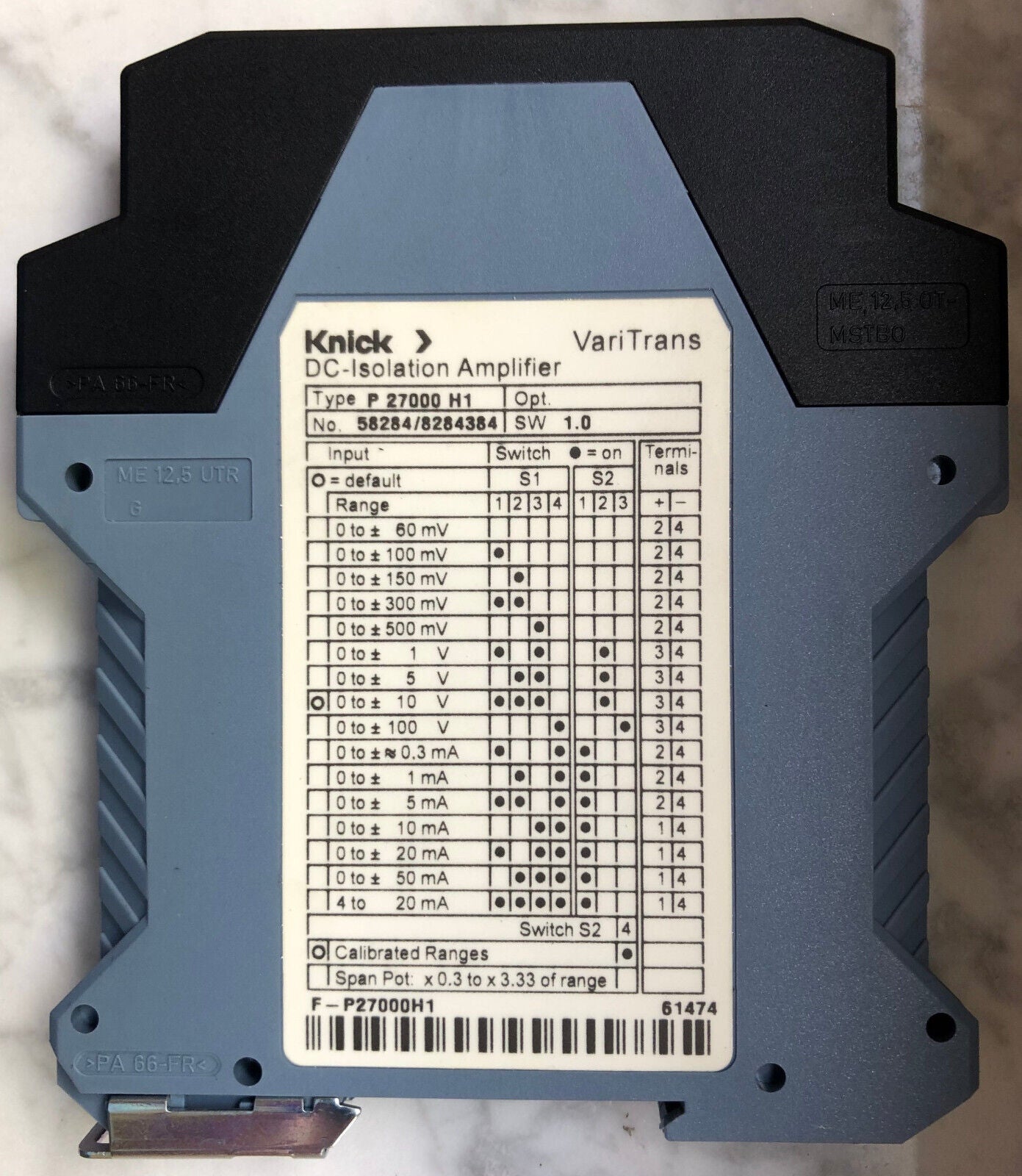 KNICK DC-Isolation Amplifier TYPE: P27000 H1  58284/8284384    -gebraucht, used-