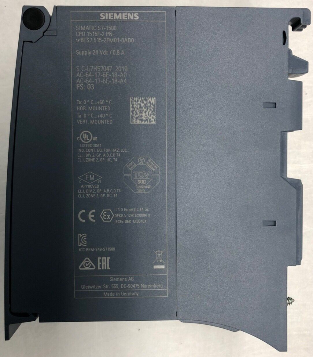 Siemens S7-1500 6ES7 515-2FM01-0AB0 CPU 1515F-2PN