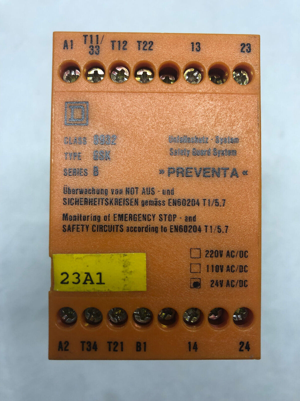 PREVENTA Type: GSK Class: 8932, Series B, Überwachung Sicherheitskreise