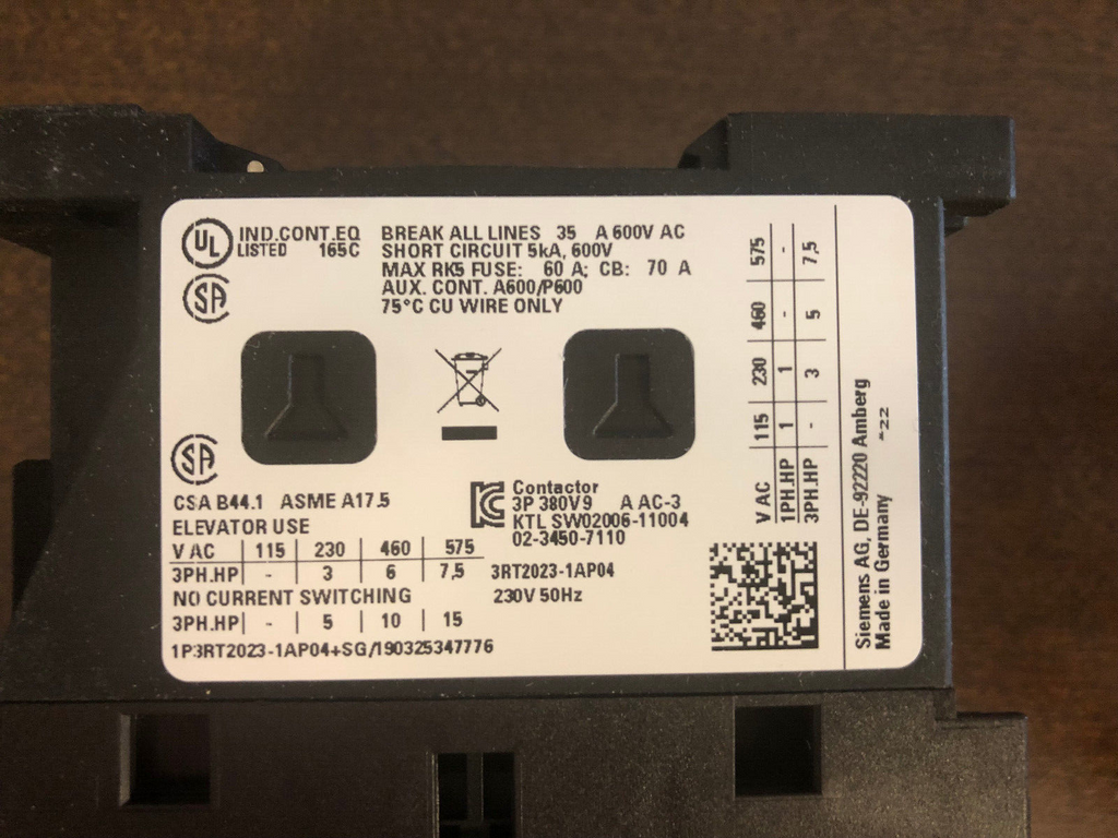 Siemens Schütz Contactor 3RT2023-1AP04 400V, 4KW