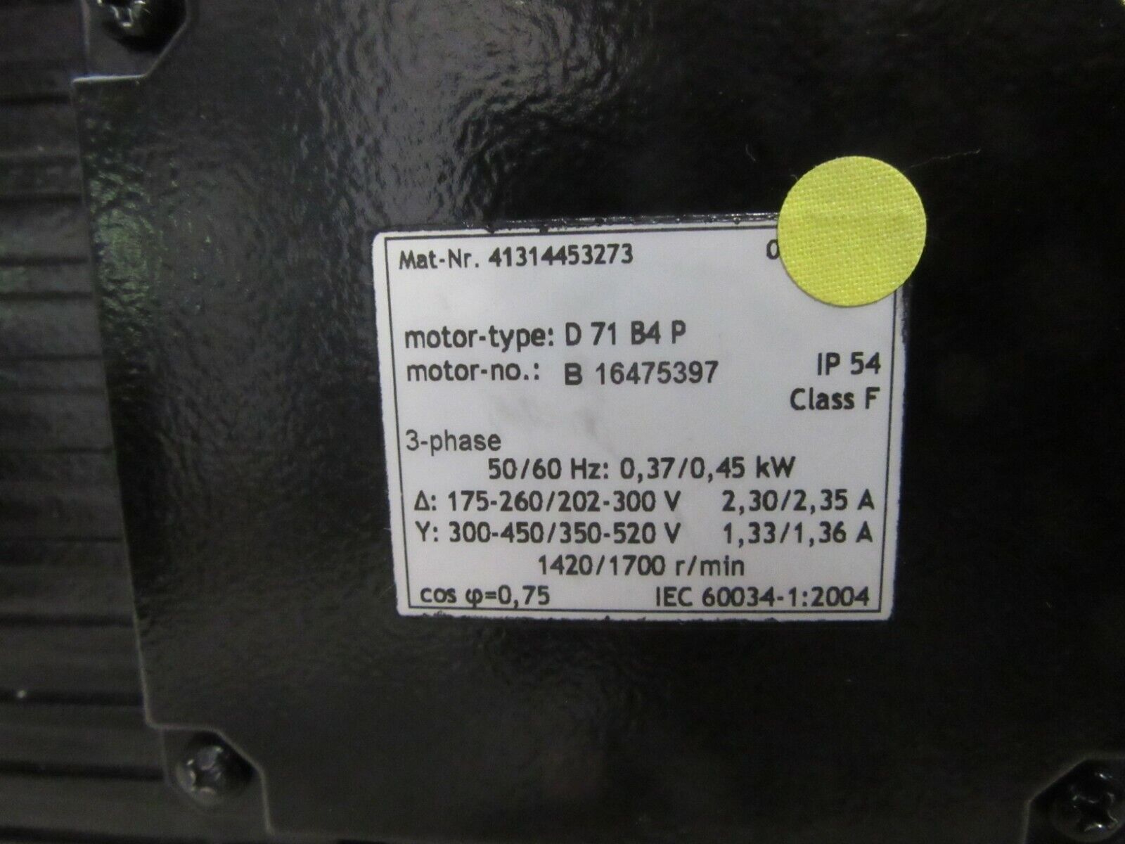 Becker Vakuumpumpe VX 4.10 motor type D 71 B4 P Class F 3-phase 0.37/0.45kW