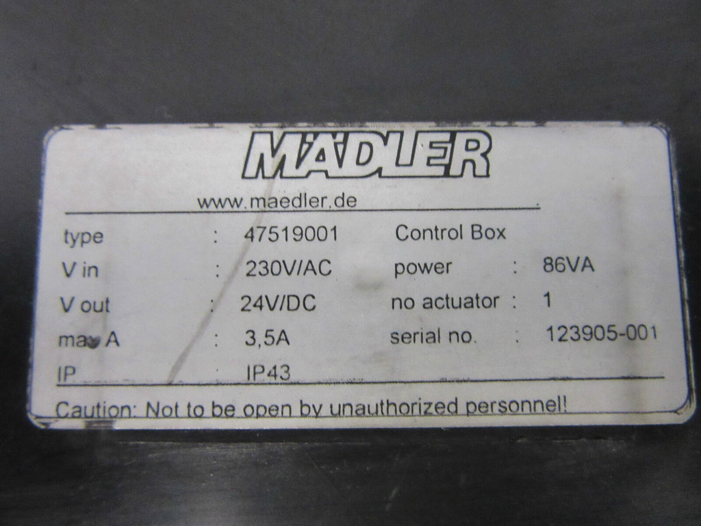 Mädler 47519001 24V/DC Control Box -unused-