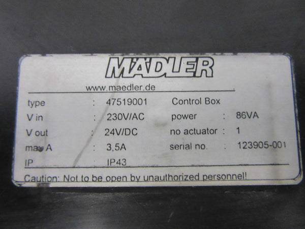 Mädler 47519001 24V/DC Control Box -unused-