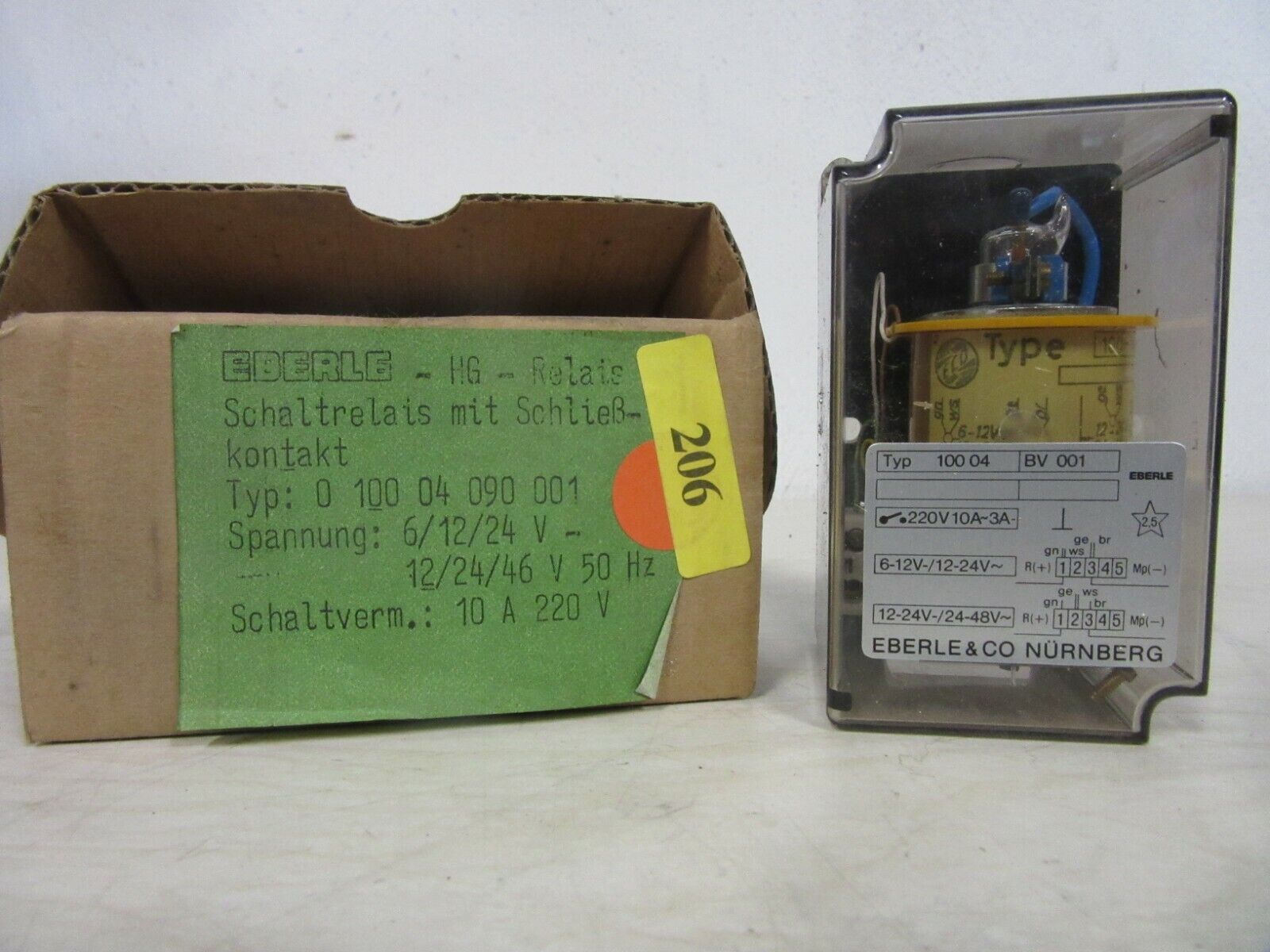 EBERLE Schaltrelais mit Schließkontakt Typ 0 100 04 090 001 220V 10A