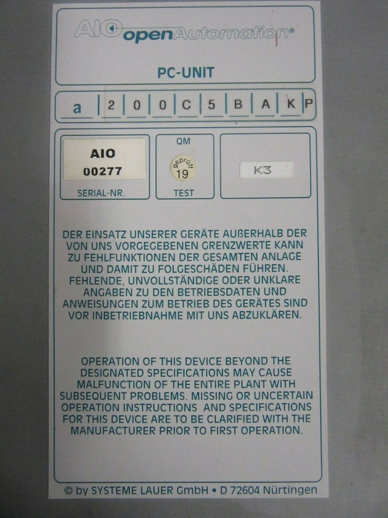AIO openAutomation a200C5BAKP Lauer Display Operator Panel OP