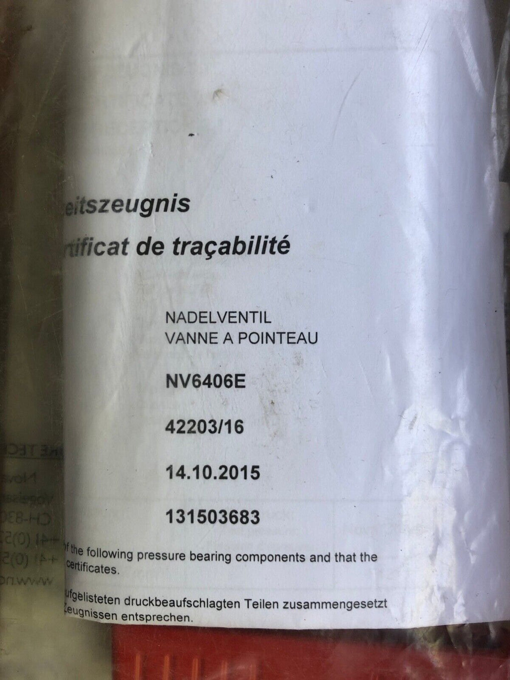 NOVASWISS Nadelventil NV6-40-6E 4000 bar, neu, OVP, unused