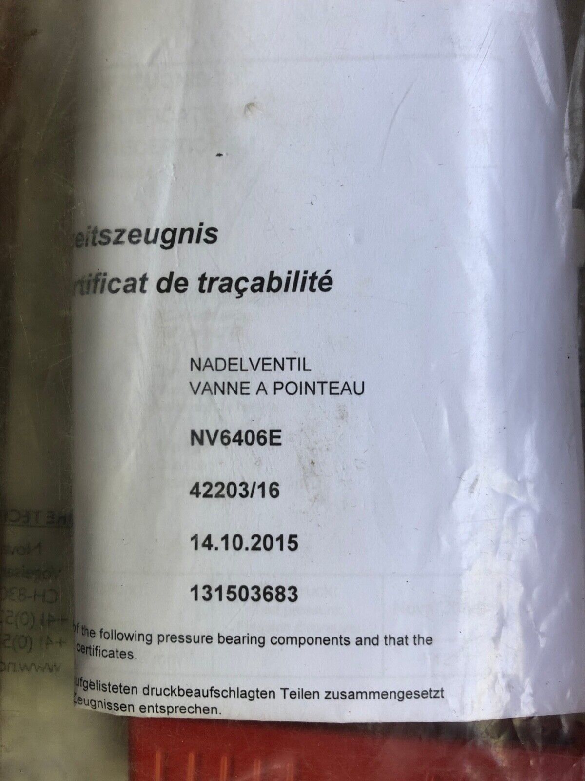 NOVASWISS Nadelventil NV6-40-6E 4000 bar, neu, OVP, unused