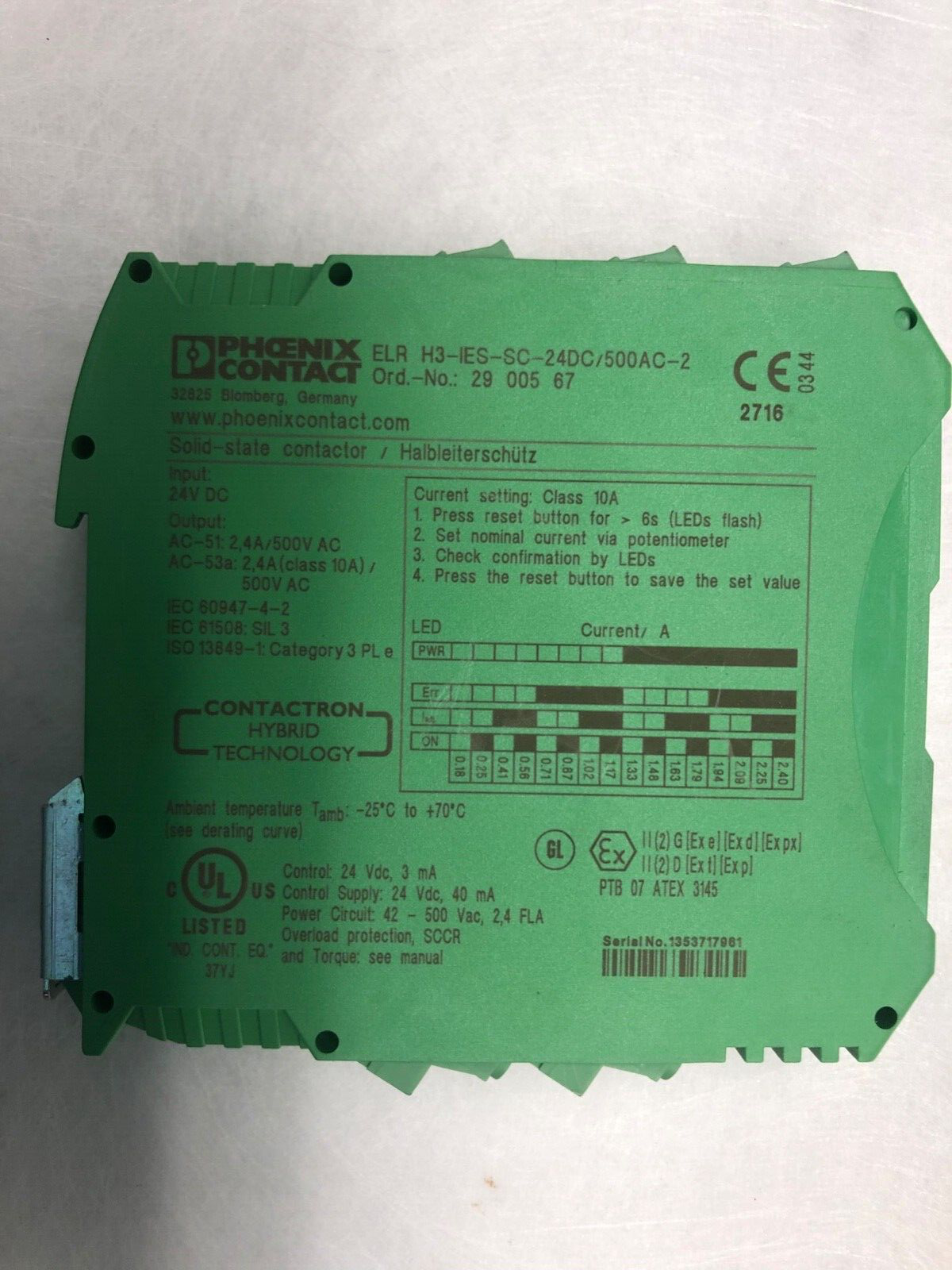 PHOENIX CONTACT ELR H3-IES-SC-24DC/500AC-2 Ord.-Nr. 2900567 SCHÜTZ