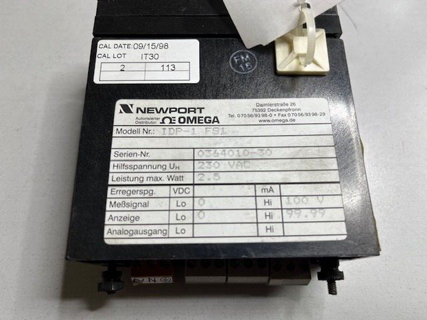 NEWPORT OMEGA MODEL IDP-1 FS1