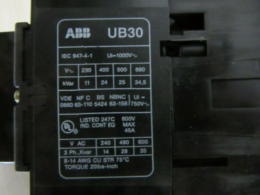 ABB Schütz UB30-30-22 Contactor 220V-230V 50HZ 255V 60HZ