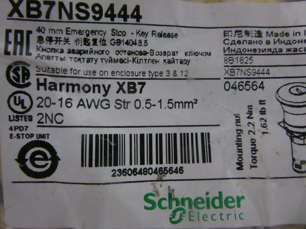 SCHNEIDER ELECTRIC XB7NS9444  Sicherheitsschalter -2pieces- mit Schlüssel