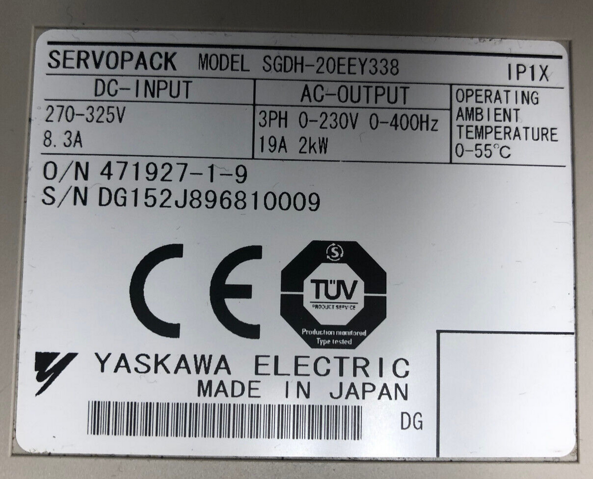 YASKAWA SERVOPACK Model SGDH-20EEY338 (Gehäuseriss, Abdeckung fehlt)