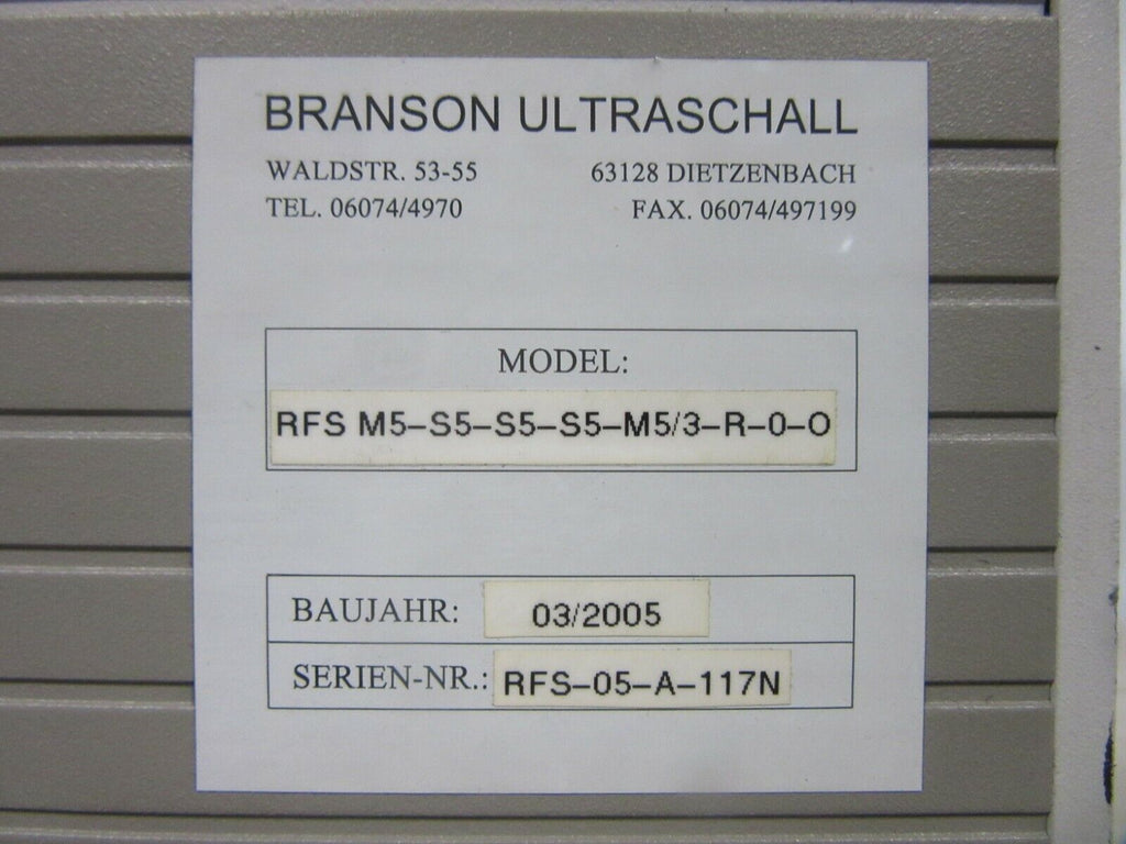 Branson Ultraschall RFS M5-S5-S5-S5-M5/3-R0-O