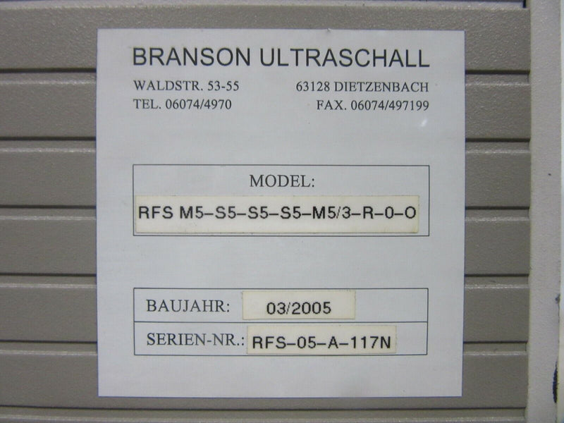 Branson Ultraschall RFS M5-S5-S5-S5-M5/3-R0-O
