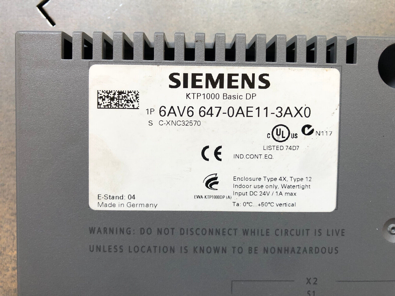 Siemens Touch-Bedienpanel KTP 1000 BASIC DP 6AV6 647-0AE11-3AX0