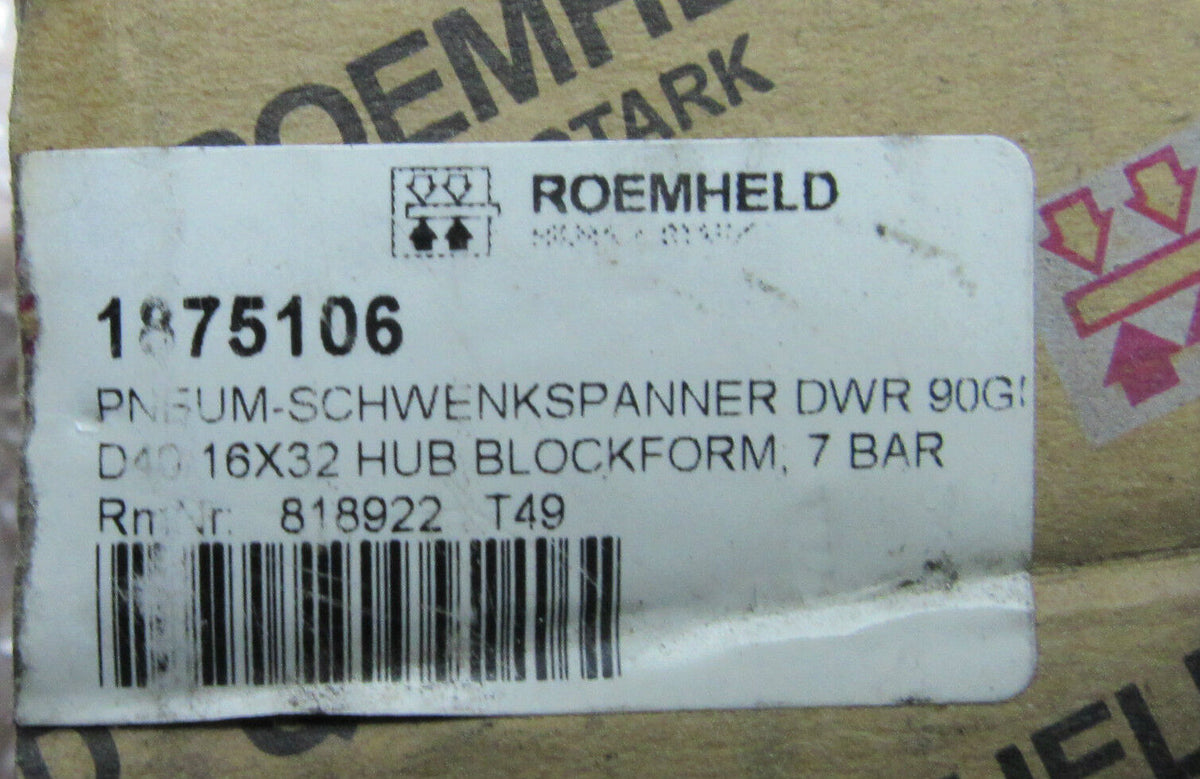 ROEMHELD Pneum-Schwenkspanner 1875106 D40/16X32 HUB; 7 bar  - UNBENUTZT/UNUSED -