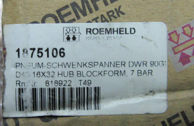 ROEMHELD Pneum-Schwenkspanner 1875106 D40/16X32 HUB; 7 bar  - UNBENUTZT/UNUSED -