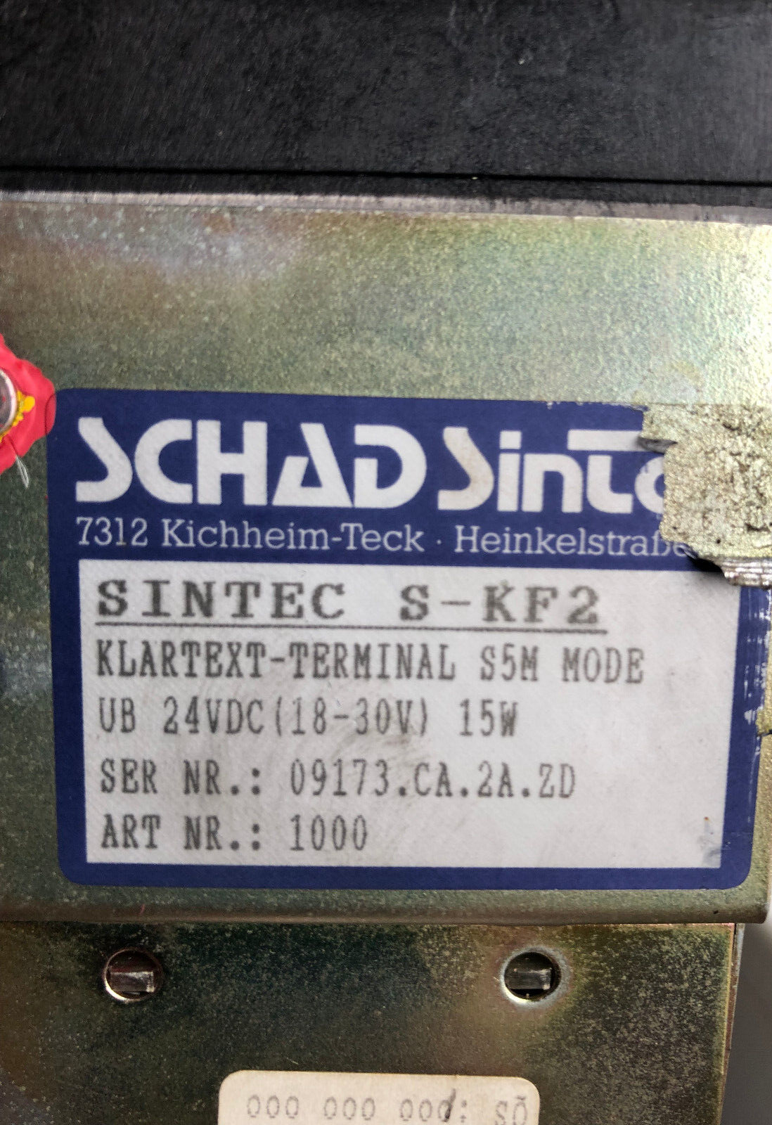 SCHAD SINTEC S-KF2 Art.-Nr. 1000 -used- Klartextterminal