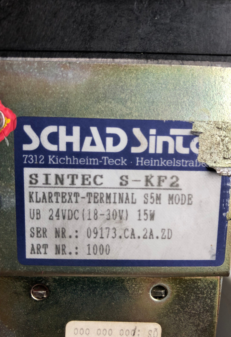 SCHAD SINTEC S-KF2 Art.-Nr. 1000 -used- Klartextterminal