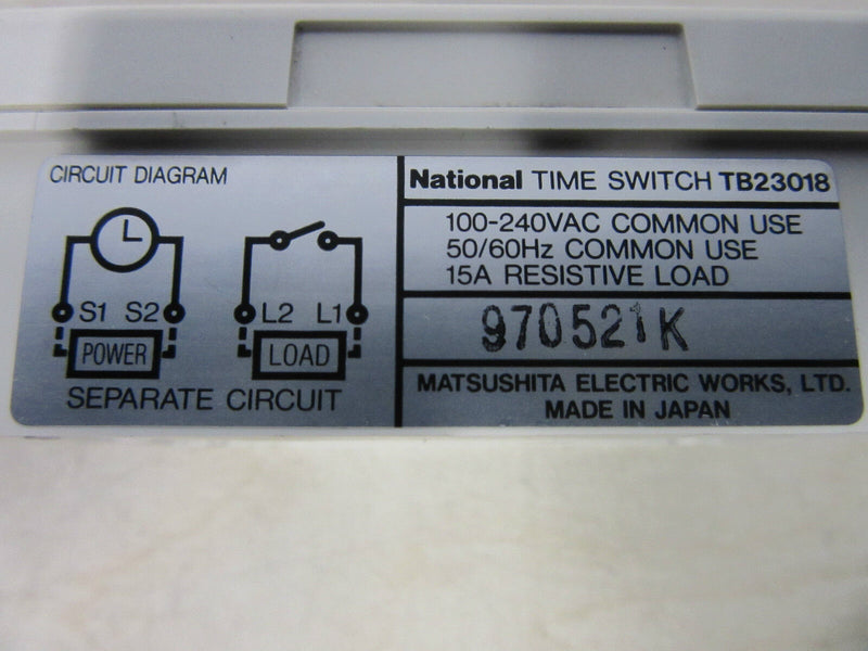 National TB23018 Time Switch AC100-240V 50/60Hz -used-